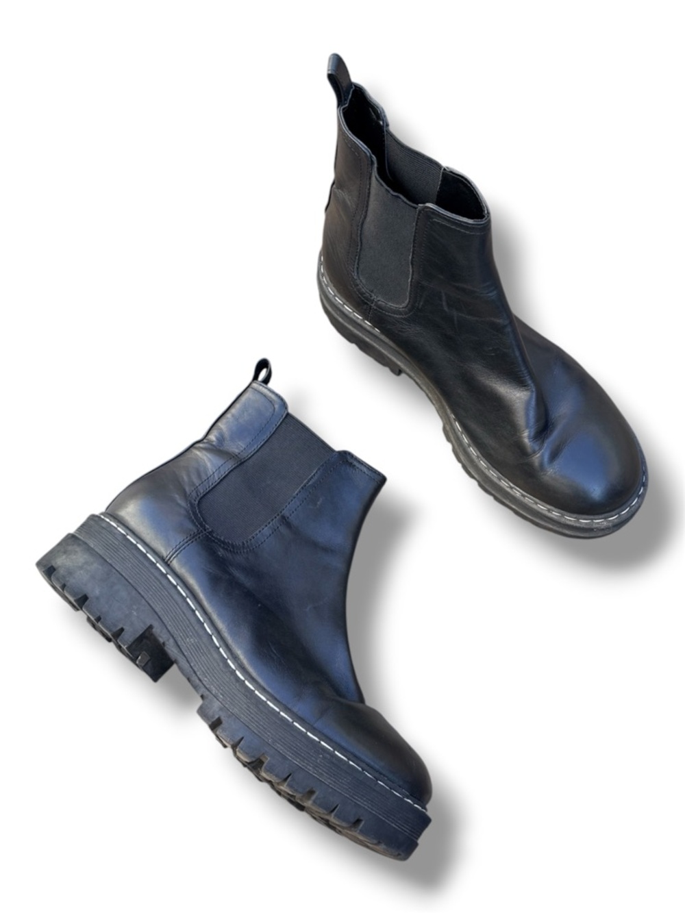 Marc Fisher Patrick Chelsea Leather Platform Lug Sole Bootie Sz 7